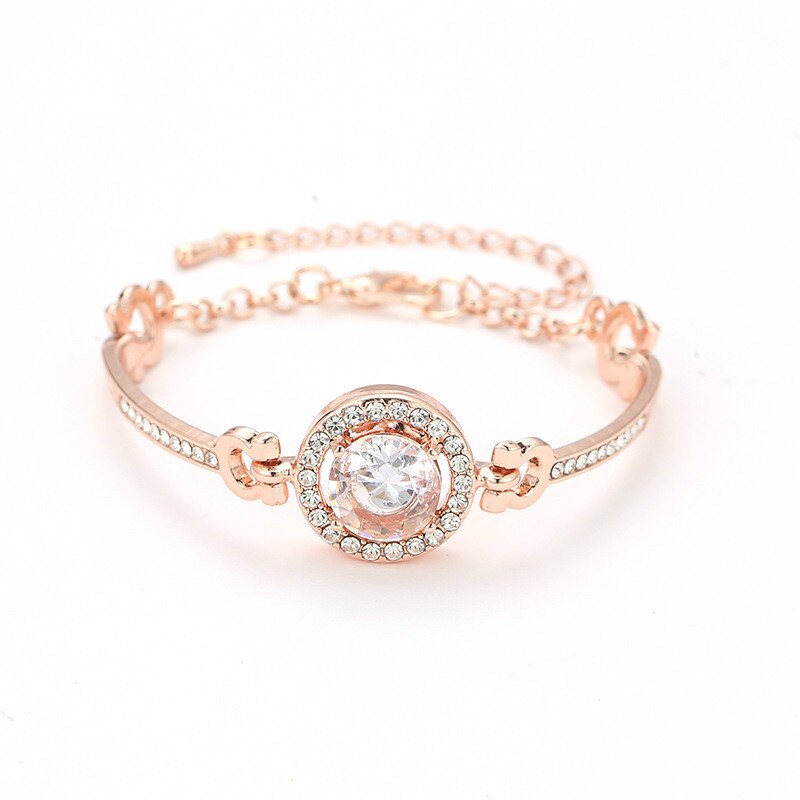 Pulsera envuelta con diamantes de imitación para mujer, brazalete de boda chapado en oro de , de para mujer,: Rose Gold
