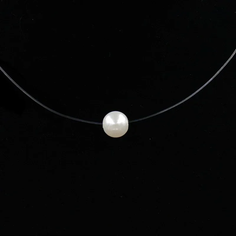 Zirkon Stein transparent Unsichtbare Angelschnur Perle Halsband Frauen Jahrgang modisch Elegante Kristall Halskette Hochzeit Halsketten