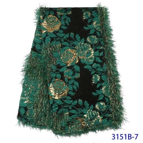 Groene brokaat kantstof franse borduur tule net nigeriaanse brokaat kantstof voor afrikaanse bruiloft feest vrouwen  ya3151b-7