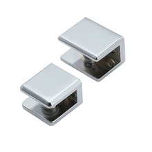 Lote de 2 unidades de pinza soporte de aleación de Zinc de forma cuadrada para estante de vidrio brillante, abrazadera de 6mm/10mm/12mm