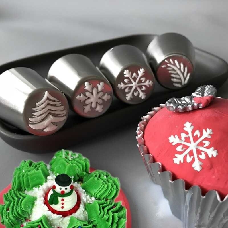 Juego de boquillas con forma de copo de nieve para decoración de pasteles, repostería para glaseado, decoración de pasteles y magdalenas, utensilios de cocina para hornear, navidad