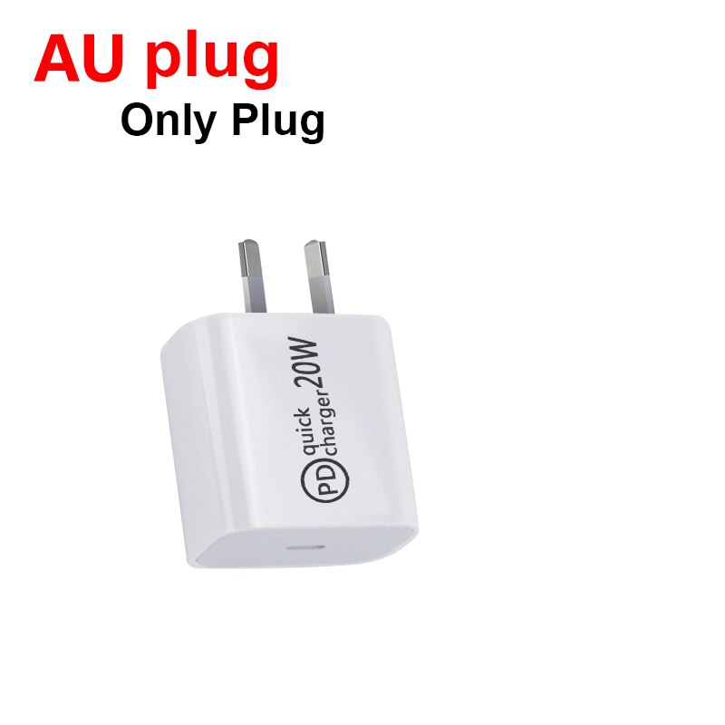 Usb Charger Voor Iphone 12 Snelle Wall Charger Eu/Us/Uk Plug Adapter Voor Samsung Voor Huawei Mobiele telefoon Oplader Usb Kabel: AU plug