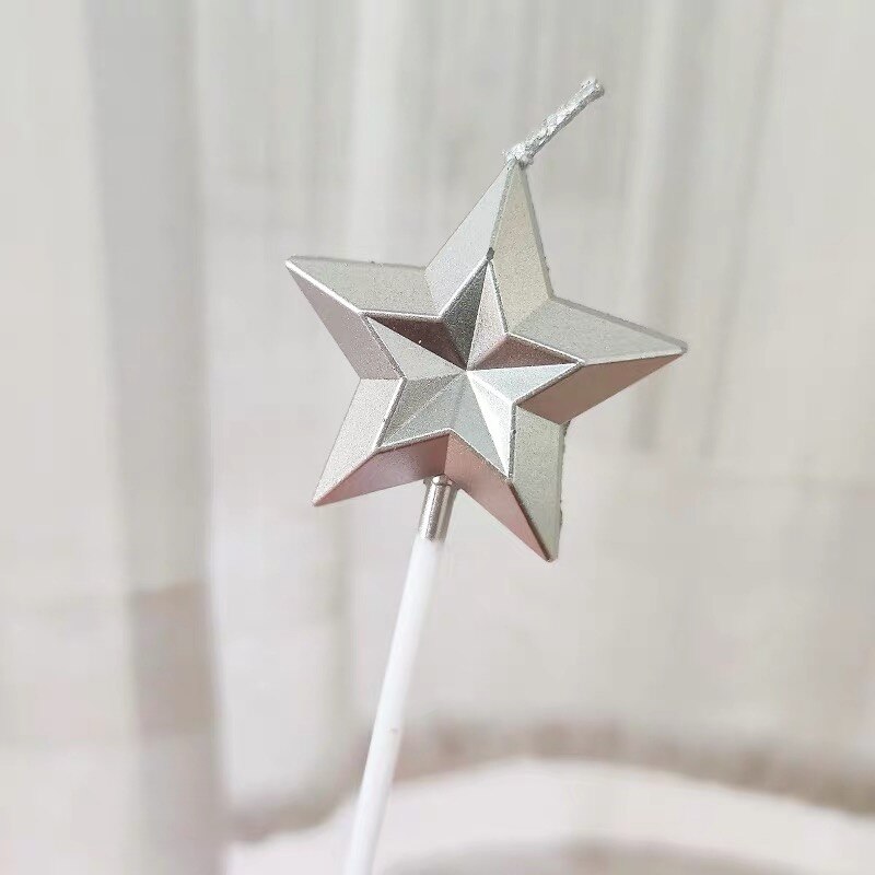 1 Pcs/ Love Diamond Shaped Gilded Cake Candle Safe Flames Kids Birthday Party Wedding Cake Candle Home Decoration Favor Supplies: style10