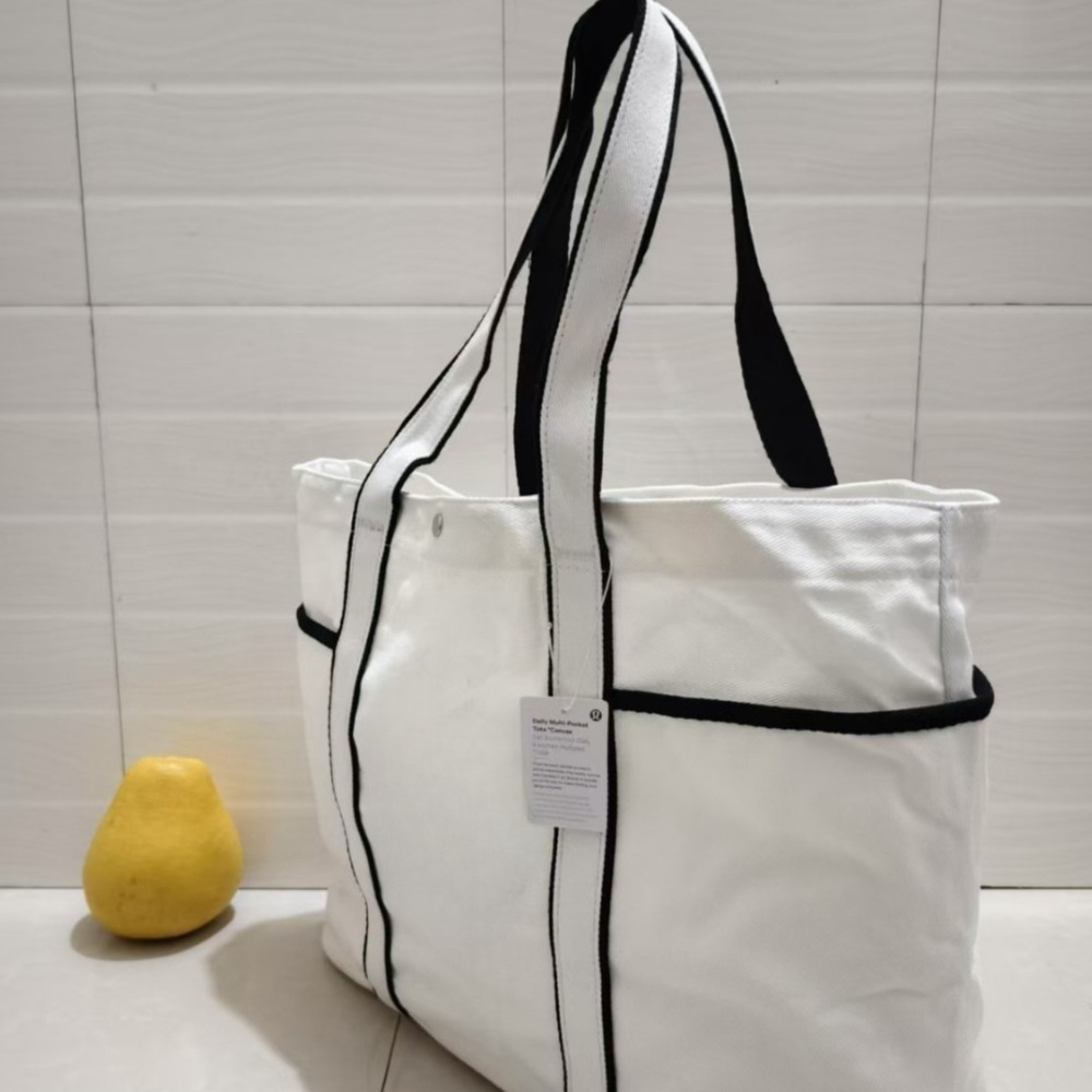 Dames Opbergtas, Handtas, Laptop, Reizen Canvas Schoudertas, Casual Tas, Canvas Boodschappenrugzak: WHITE