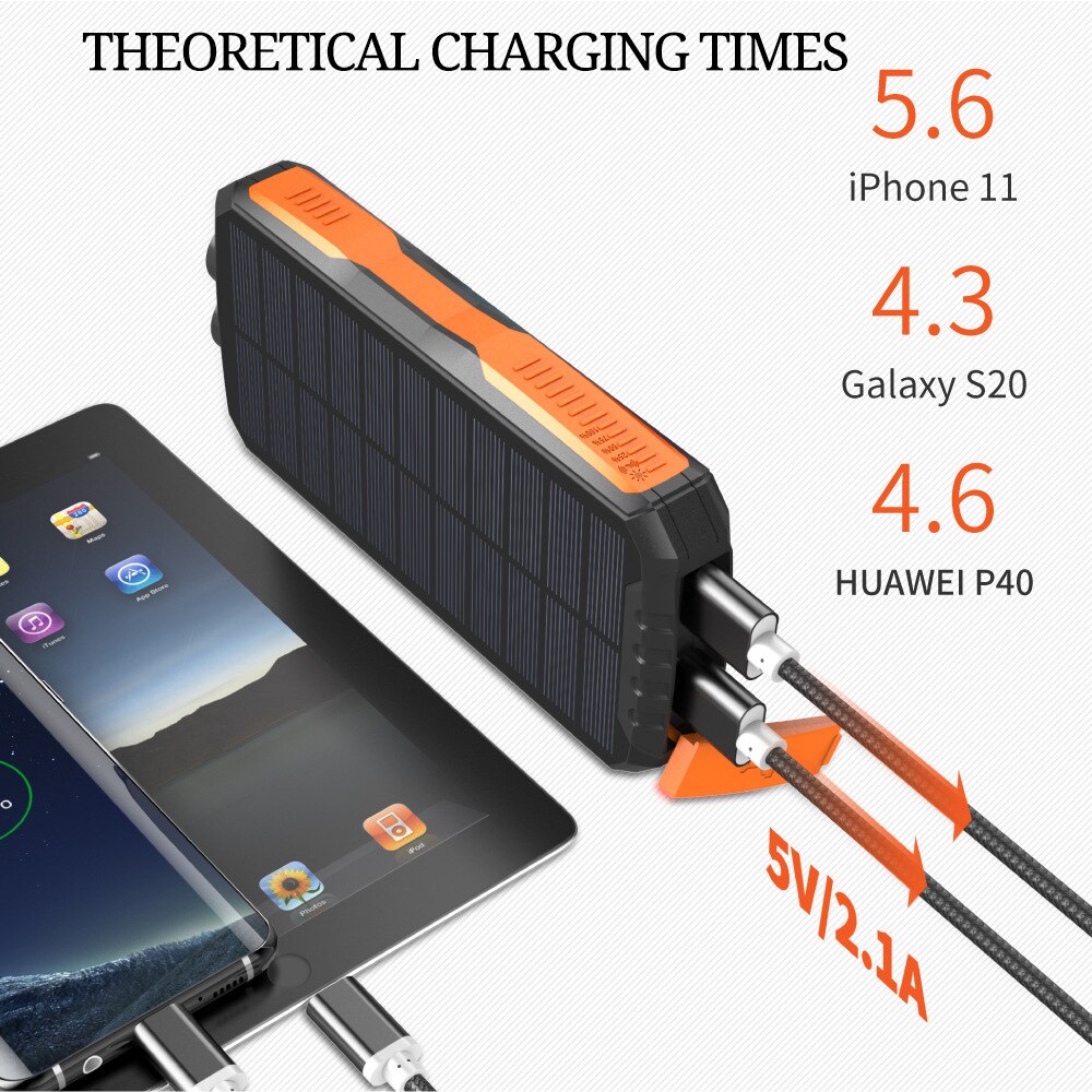 Portable Light Camping Mobile Power 25000 MA Solar Wireless Charging Pad Large Capacity Outdoor Waterproof Camping Flashlight