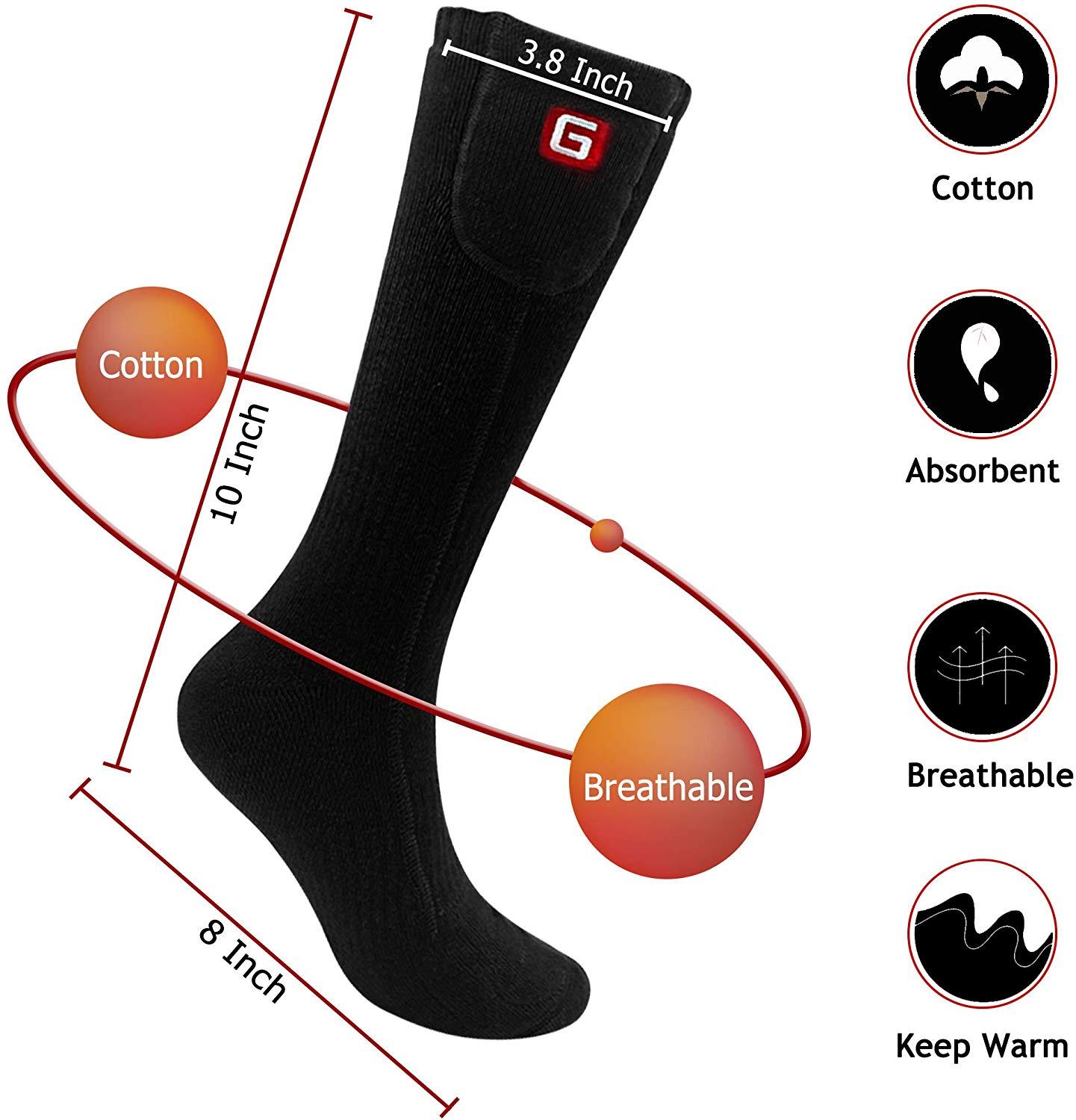 Batteri opvarmede sokker elektrisk genopladelig opvarmning sox kit til mænd kvinder, vinter varme varmeisolerede strømper til kolde fødder