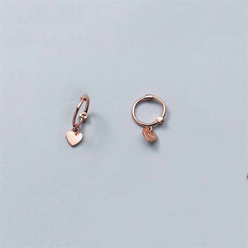 INZATT Real 925 Sterling Silver Star Cross Beads Heart Pendant Hoop Earrings For Women Party Prevent Allergy Trendy Fine Jewelry: XEY486 Rose Gold