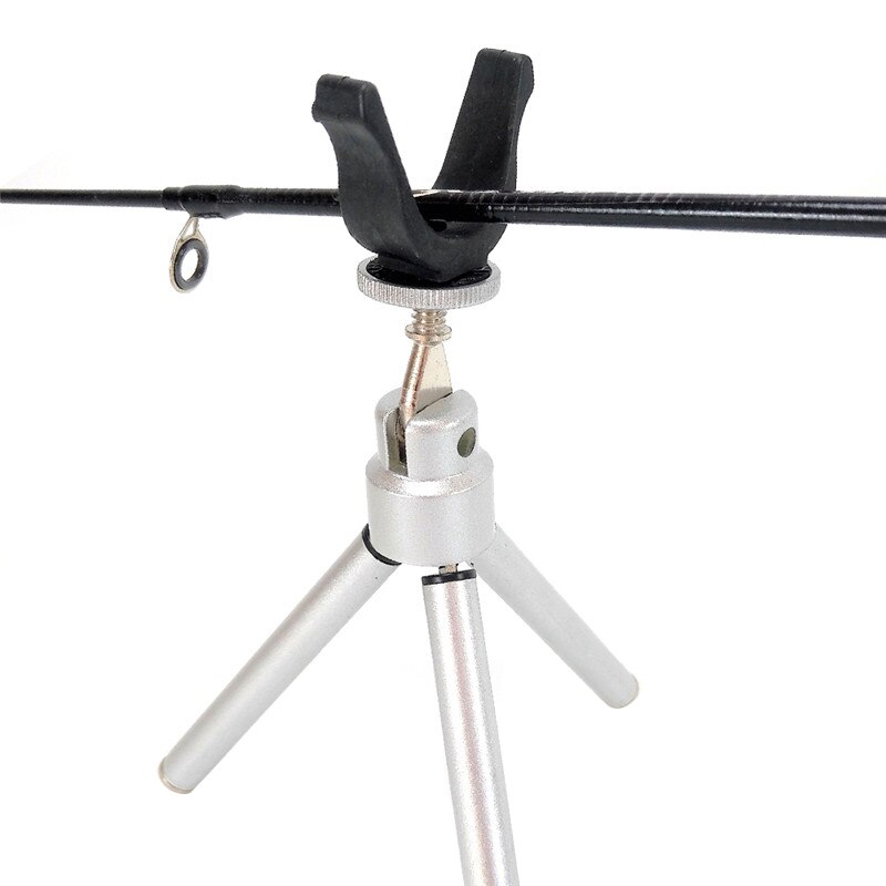 Folding Fishing Rod Pole Holder with Telescopic Triple-Cornered Bracket for Winter Ice Fishing Tackle Tool