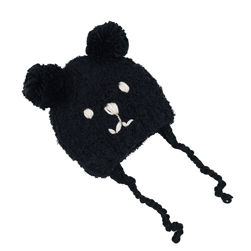 Mooie beer baby muts winter warme oorbescherming cartoon kindermuts dubbele pompon kindermeisje jongen muts