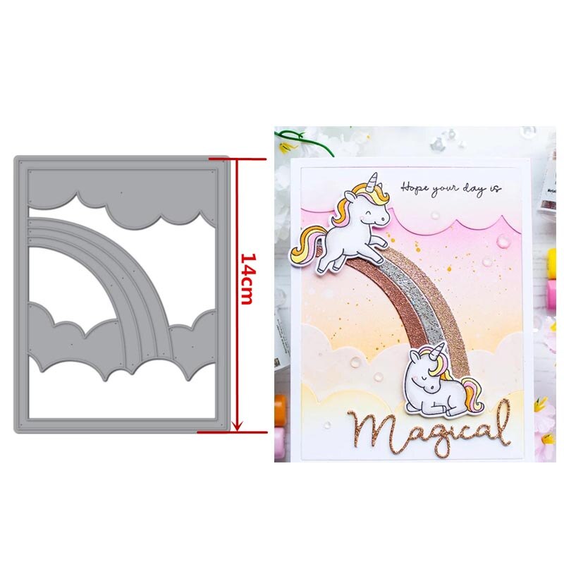 Rectangle Frames Scenes Rainbow Words Phrases Metal Cutting Dies Pond Stencil DIY Card Crafts Scrapbooking Template dies