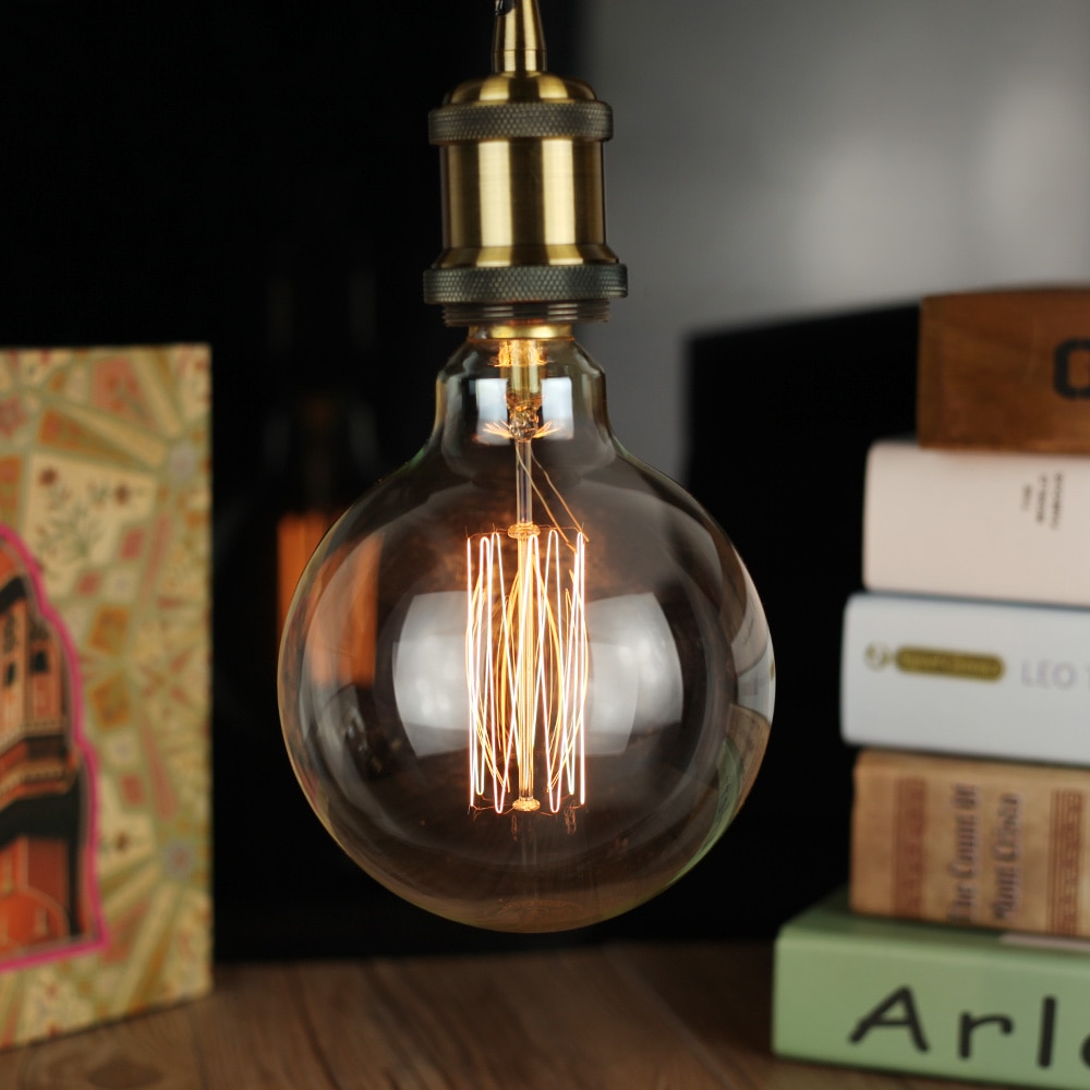 Tianfan 4 stk-pakke edison pære  g125 ekorn retro 40w 220v e27 globus årgang dekorativ lyspære antikk fancy lyspære