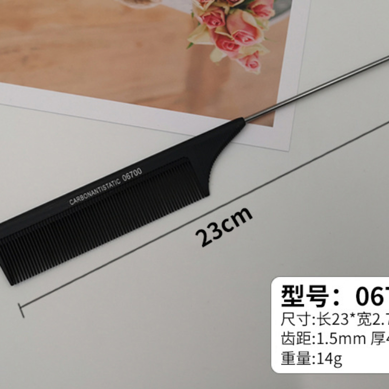 Peines de cola de pelo profesionales, peine de corte de salón de acero inoxidable, herramientas de estilismo para el cuidado del cabello con púas, accesorios de peluquero, dientes finos