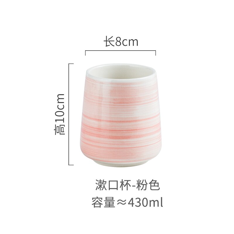 Painted Ceramic Mug Toothbrush Holder Mouth Cup Portable Soap Dispenser Lotion Bottle Wash Supplies Modern Bathroom Accessories: Pink toothbrush cup