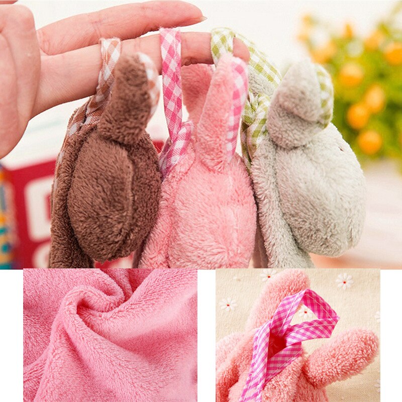 Newly Cute Bunny Coral Fleece Hand Towel Kitchen Hanger Washcloth Lovely