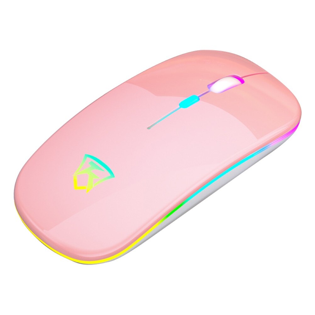 Bezprzewodowa 2.4G ergonomiczna wyciszona akumulatorowa lampa doprowadziło podświetlana myszka dla graczy na PC laptop: Różowy