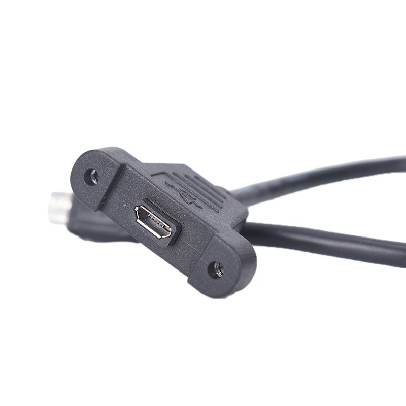 Micro USB 2.0 male connector to micro USB 2.0 female extension cable 30cm 50cm with screw panel mounting hole