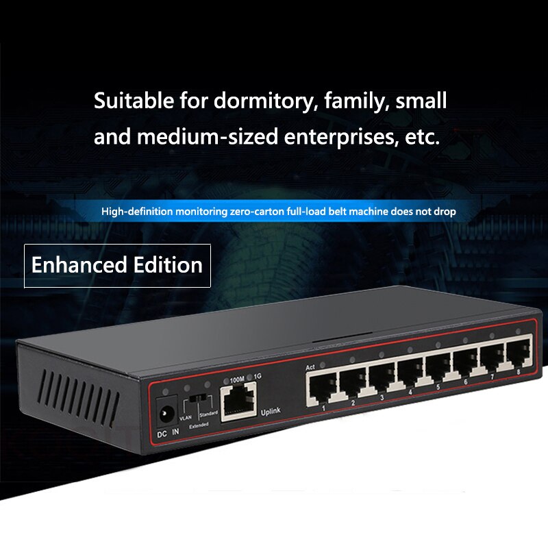 8-Port 100/1000M przełącznik gigabitowy RJ45 ambona sieci VLAN przełącznik sieciowy Ethernet szybko 1G mini Gigabit włącznik ethernet przedłużyć Lan Centrum