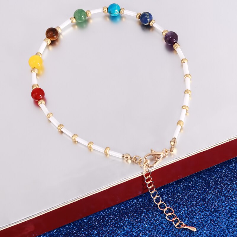 Bohemian Kleurrijke Turkse Enkelbanden Voor Vrouwen Multi Kleur Kralen Zomer Oceaan Strand Enkelband Voet Been Sieraden: Default Title