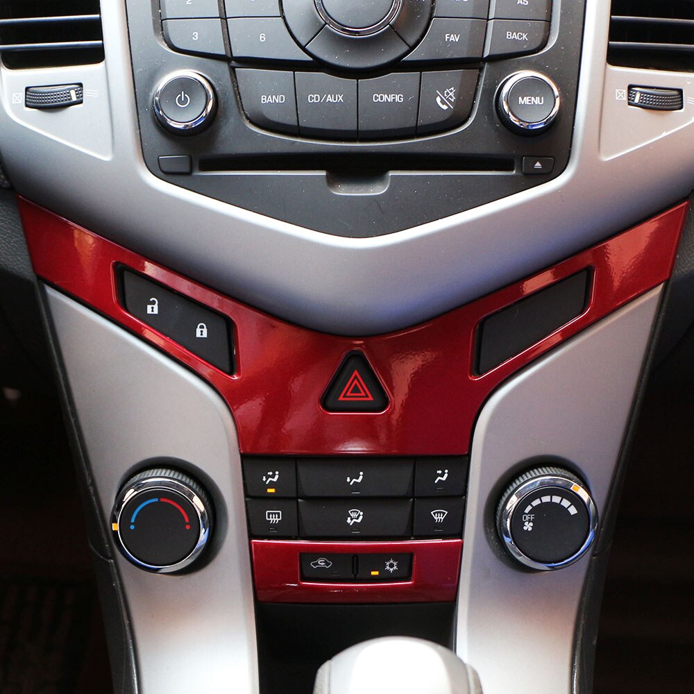 ABS cromo para Panel de consola central aire acondicionado de lentejuelas de la etiqueta engomada para Chevrolet Cruze Sedan Hatchback: red