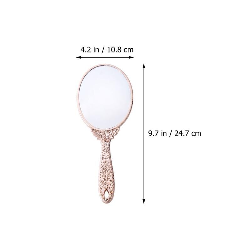 Espejo de mano Retro tallado en oro rosa, espejo portátil de maquillaje para mujer: Default Title