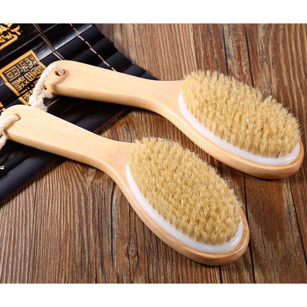 1PC Massager Bath Shower Back Spa Scrubber Brushes Dry Skin Exfoliation Brush Body Natural Bristle Wooden Brush