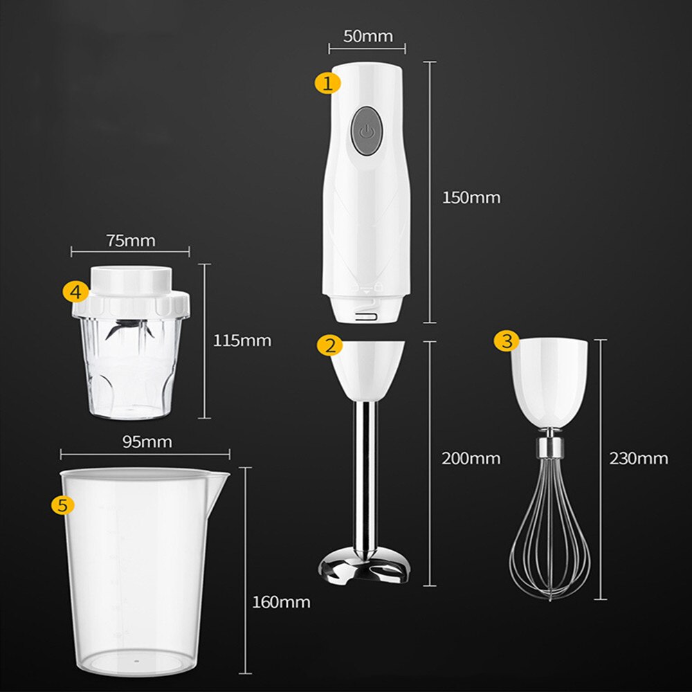 4 in 1 rustfri stål elektrisk blender nedsænkning babymad mixer køkken grøntsagskødkværn hakker bærbart piskeris