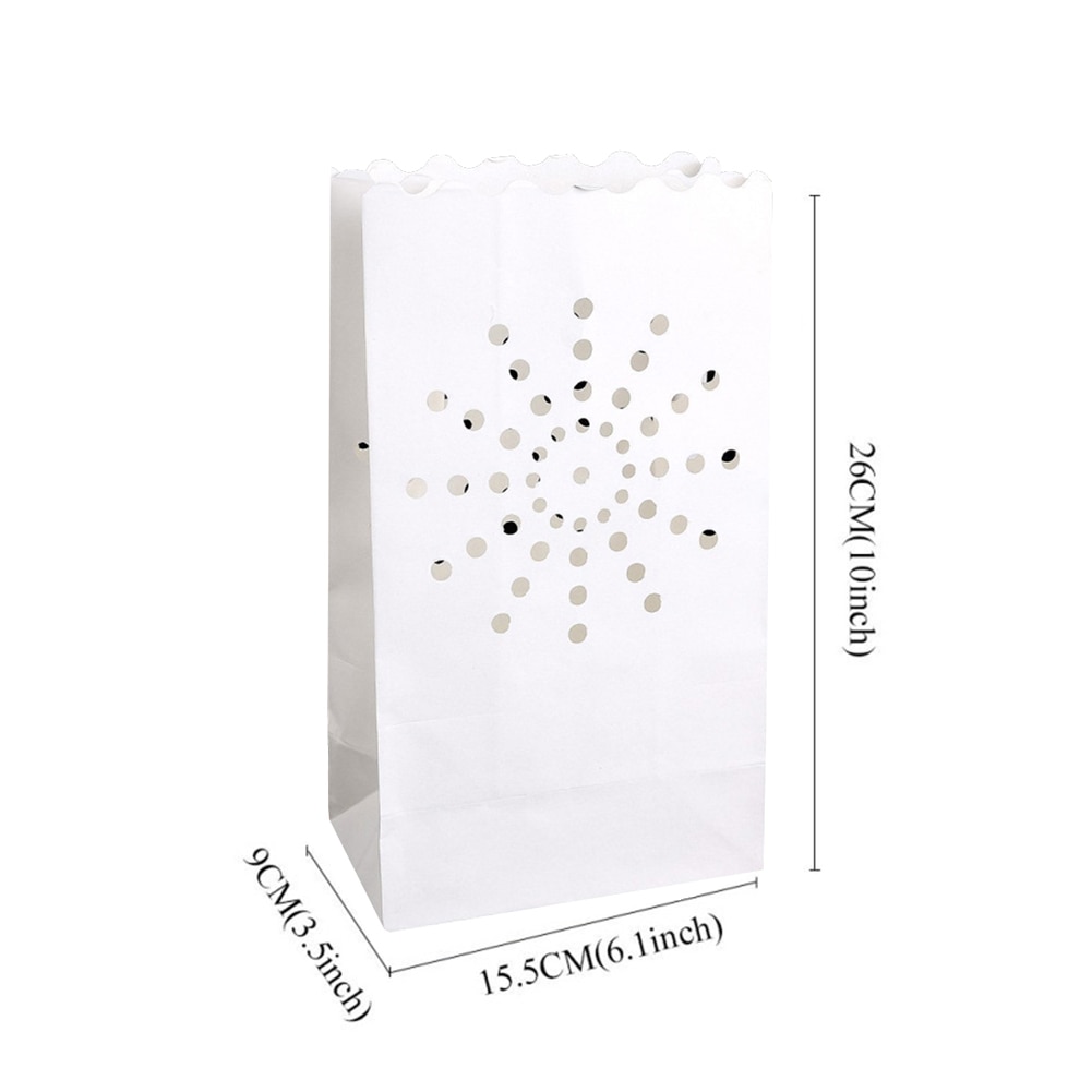 20pcs DIY Luminaria Paper Lanterns Tea Light Candle Bag Flame Resistant Paper For Festival Wedding Party Decor Multiple Styles