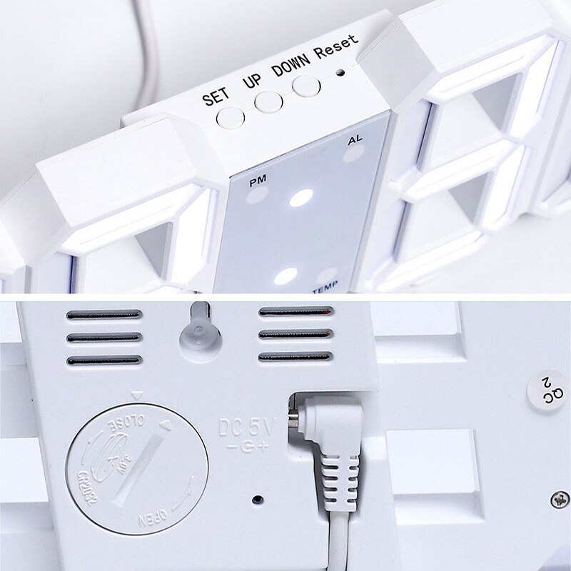 W&amp;G 3D Wall Clock Remote Korea Snooze Alarm Clocks Hanging Watch Table Clock Calendar Electronic Clock Intelligent Digital Clock