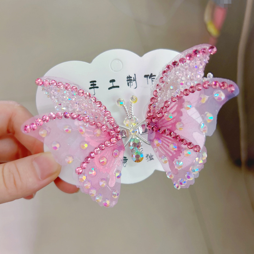 Pinza de pelo de mariposa de actividad creativa para mujeres y niñas, pinzas para el pelo de mariposa con gradiente de diamantes de imitación exquisitos, accesorios bonitos para el cabello: Azul