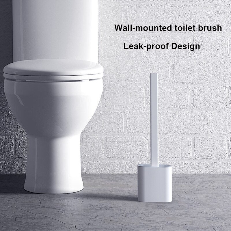 Muur Gemonteerde Siliconen Toiletborstel Met Houder Lekvrij Wc Borstel Borstels Gereedschap Set Voor Wc Badkamer Accessoires