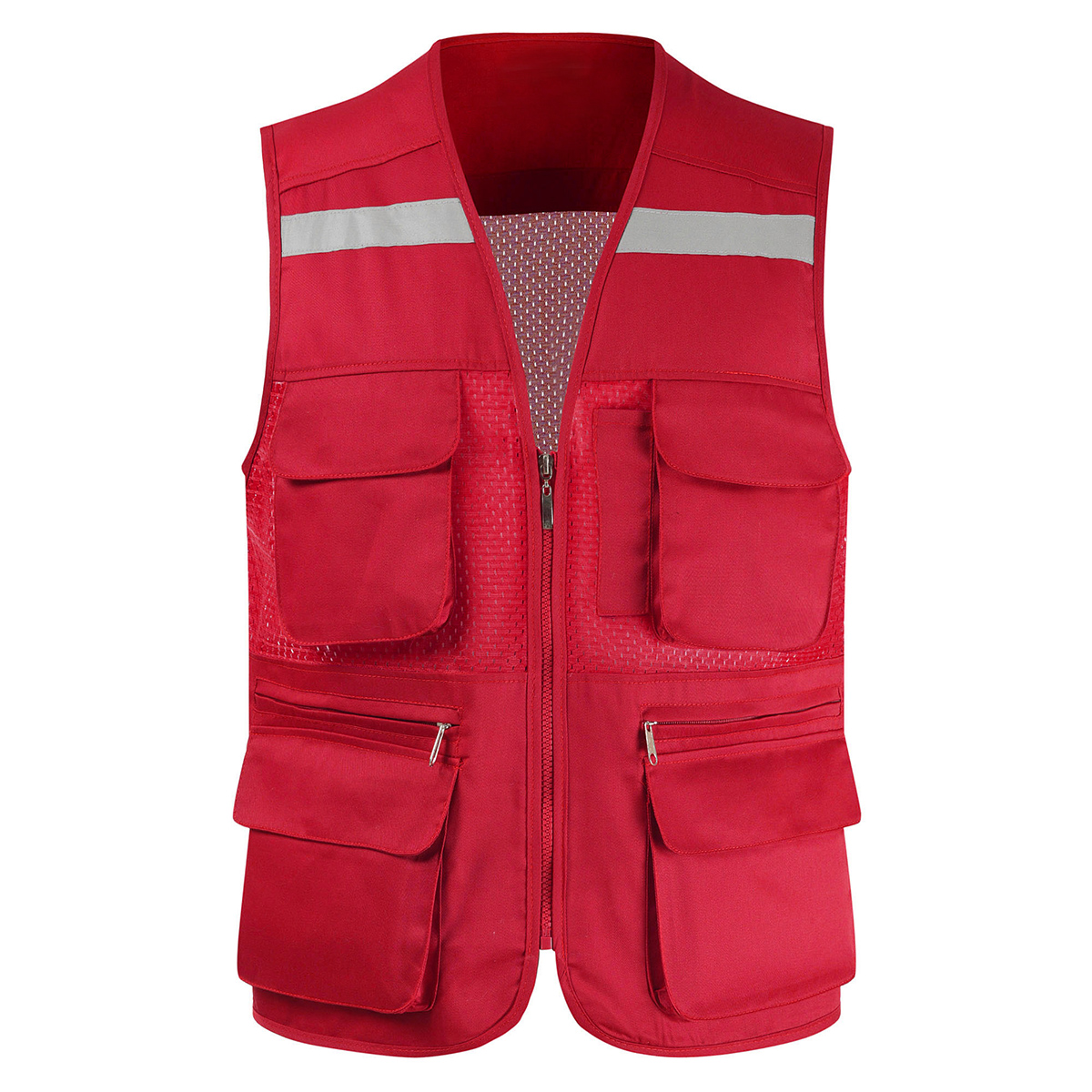 Men's Summer Mesh Fishing Vest Photography Work Multi-Pockets Outdoors Journalist's Vest Sleeveless Jackets