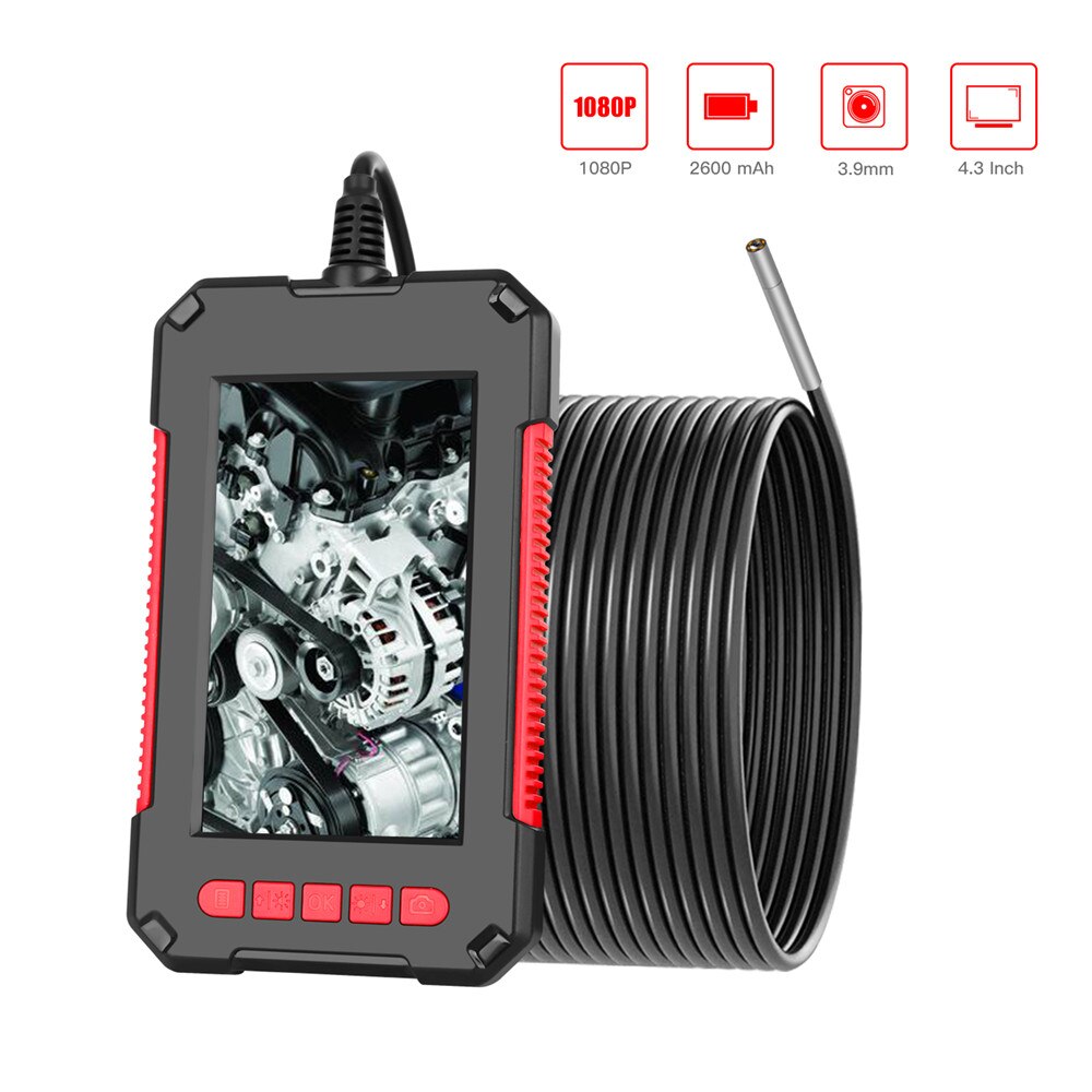 2/5/10m HD1080P Lens Screen inspection endoscope camera waterproof borescope 4.3 inch HD TFT IPS Screen camera Car Monitor: 10M / Red