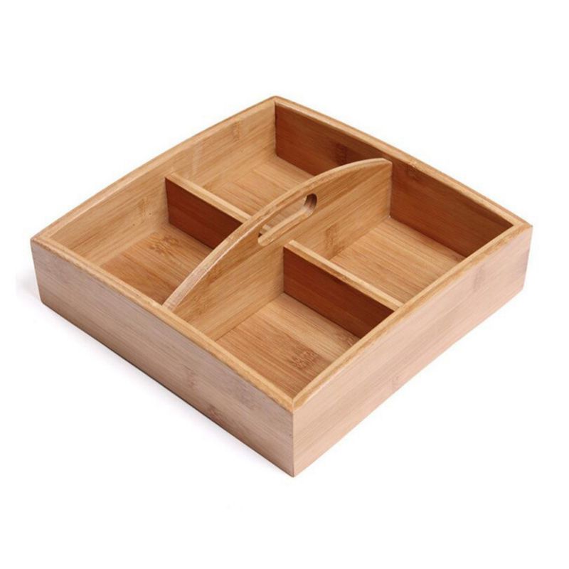 Wooden Candy Box With Lid Snacks Holder Storage Dispenser Nut Dried Fruit Server Display Plate Tray For Home Party Wedding Decor: WD1482A4