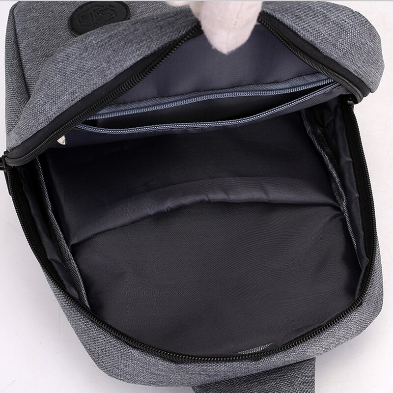 Duopindun Sac Homme Sac à bandoulière pour hommes Sac à bandoulière en toile matériel solide gris couleur USB chargement Sac à main à bandoulière