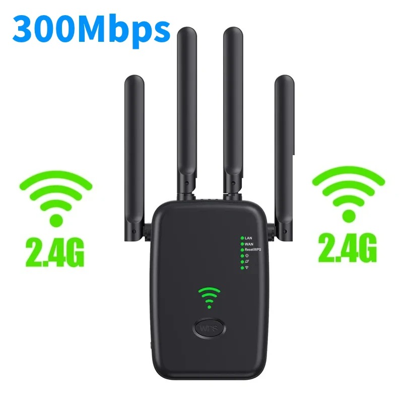 1200m wireless wifi repeater wifi extender long range wi-fi signal repeater dual-band 2,4g 5,8g high gain amplifier wps router: Black / Eu plug