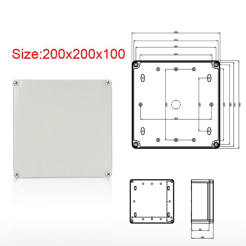 IP67 Waterproof Electrical Junction Box ABS plastic Enclosure Case Outdoor Distribution box for CCTV Camera: 200x200x100
