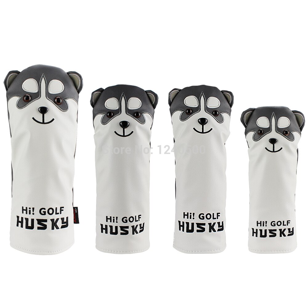 Funda para cabeza de palo de Golf Husky, adorable funda para cabeza de conductor de Golf, Animal de dibujos animados #1 #3 #5 #7, Funda de cuero PU para cabeza, fundas a prueba de polvo