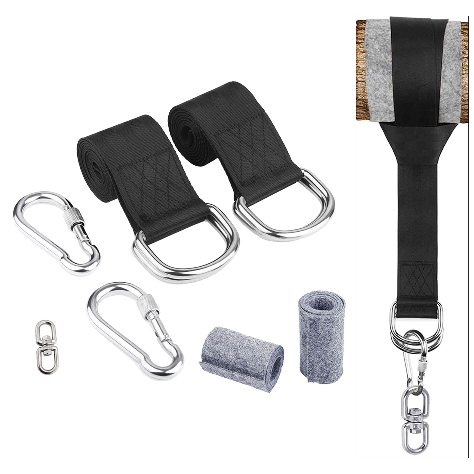 Hammock Swing Chair 360° Hanging Strap Kit Installing Hook Accessories