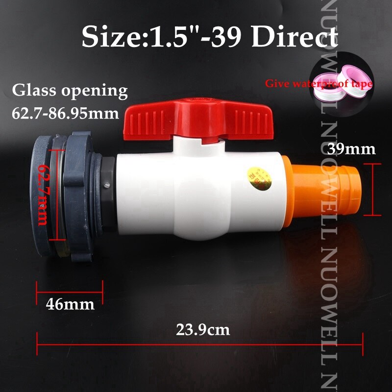 1Set White Hose Drainage Accessories Aquarium Fish Tank Drain Joint Aquarium Pagoda Connector Combination Valve: 1.5in-39D