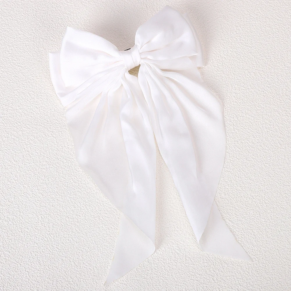Clips de satén flotantes con lazo grande y largo para niña, Clip para el pelo para la cabeza trasera, rojo Internet con el mismo temperamento, accesorios elegantes para el cabello,: Lavanda