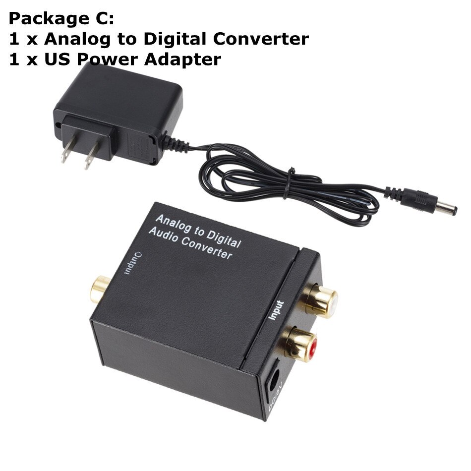 Nyeste analog til digital adc konverter optisk coax rca toslink lyd lydadapter spdif adapter til apple tv til xbox 360 dvd: Os stik