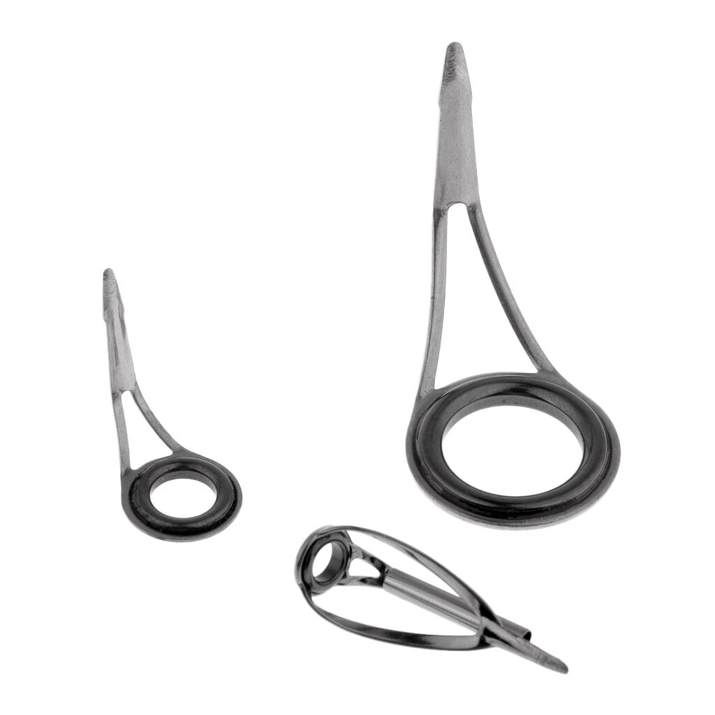 9pcs 9 Sizes Fishing Rod Guides, Stainless Steel & Ceramic Tip Top Ring for Rod Repair