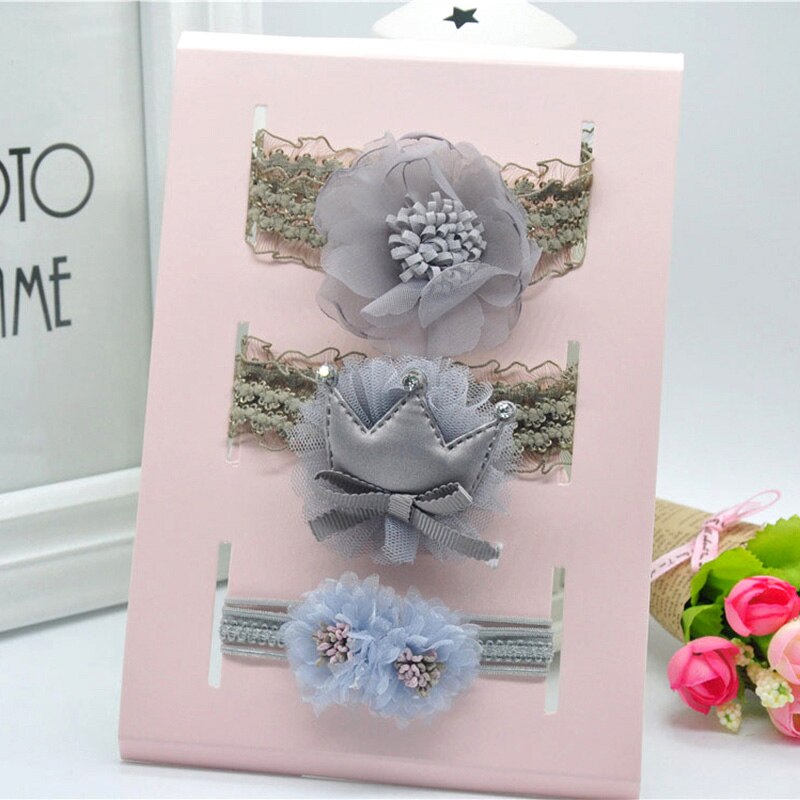 3Pcs/Set Cute Bownot Baby Headband Flower Baby Girl Elastic Hair Bands Crown Headwear Props Baby Girl Accessories: 03