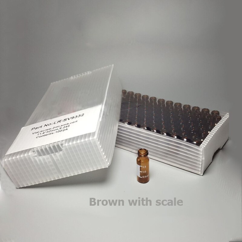100 stk / parti 1.5ml/2ml skrue væskekromatografi glas prøveflaske hplc autosampler hætteglas: Brun a