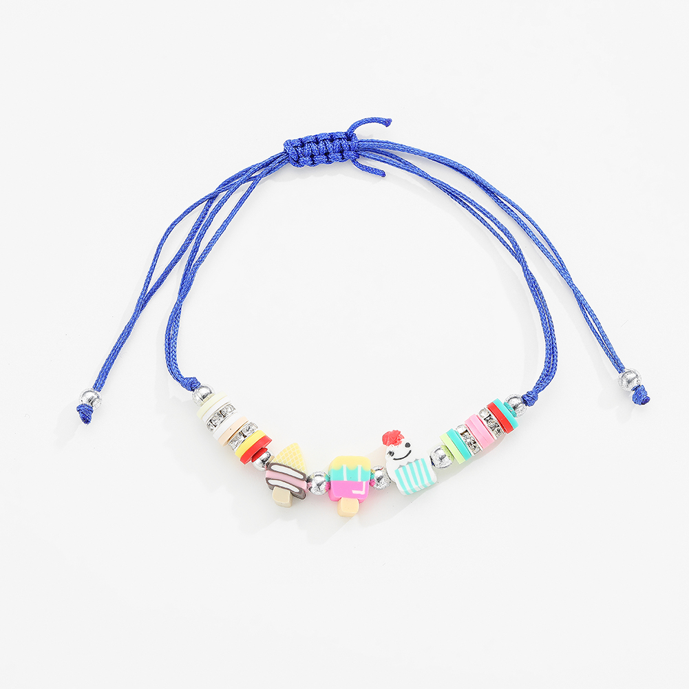 Boho 12 -piece women's soft clay pearl ice candy charms yoga bracelets set braided adjustable rope chain jewelry