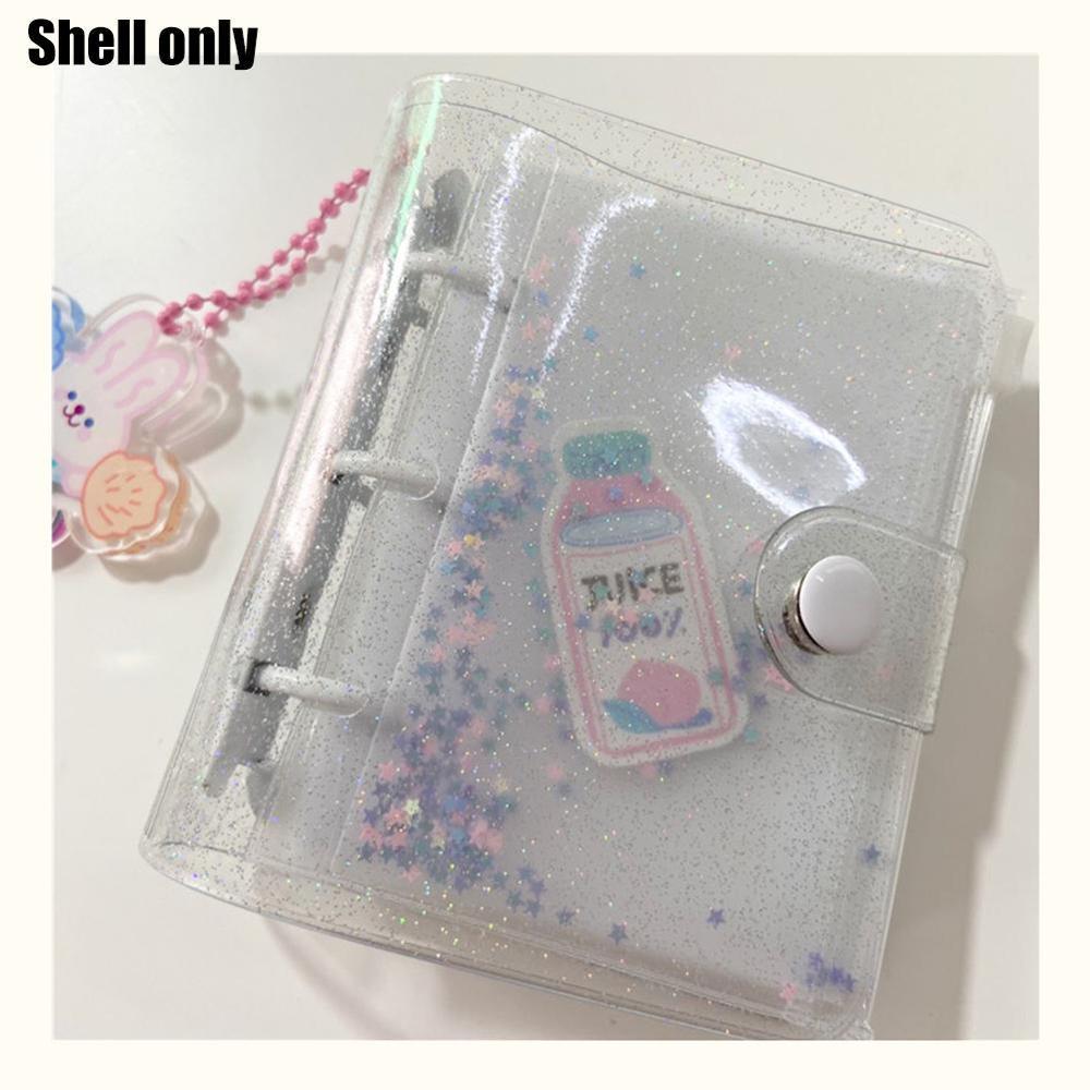 Mini 3 Hole Loose-leaf Book Cover Pvc Planner Bag Pp Diary Transparent Shimmering Book Cover Inner Page Diary Book Cover