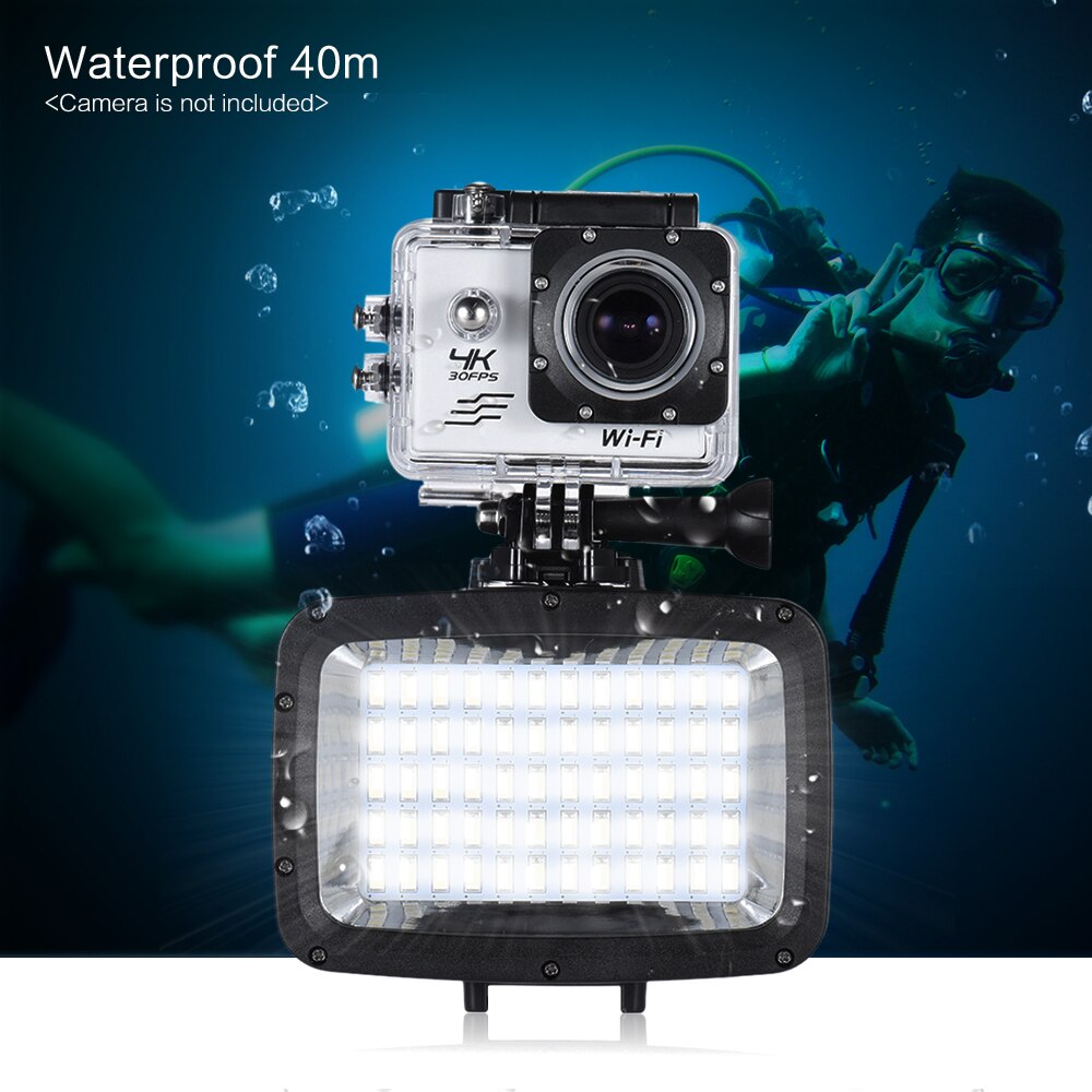 Andoer 12W 3 Mode 5500K Fill-in LED Light Lamp Diving 40m 2pcs 2000mAh Battery Mounting Base 3 Filter for GoPro Hero Xiaomi Yi