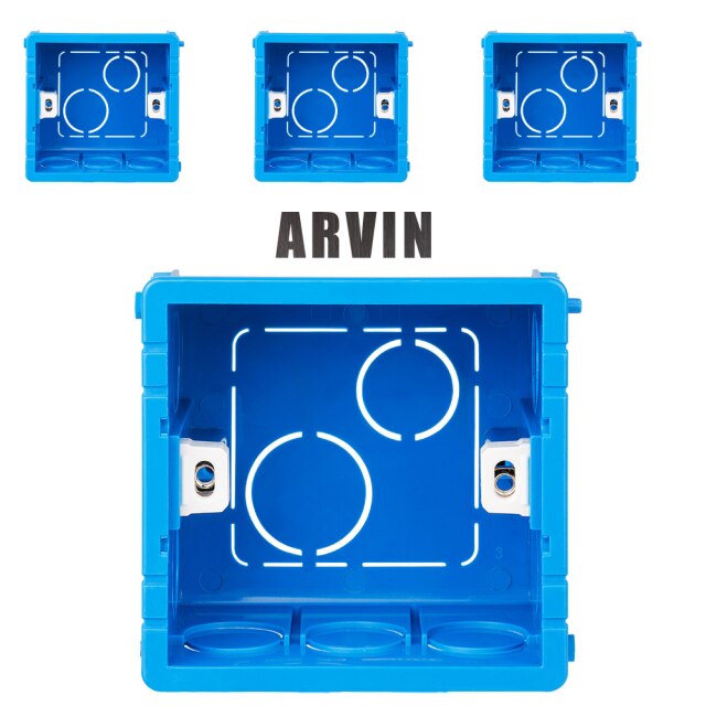 Boîte de montage réglable pour interrupteur mural, 3 couleurs, Cassette interne, 86mm x 83mm x 50mm pour interrupteur tactile de Type 86 et prise de courant: 4PCS Blue