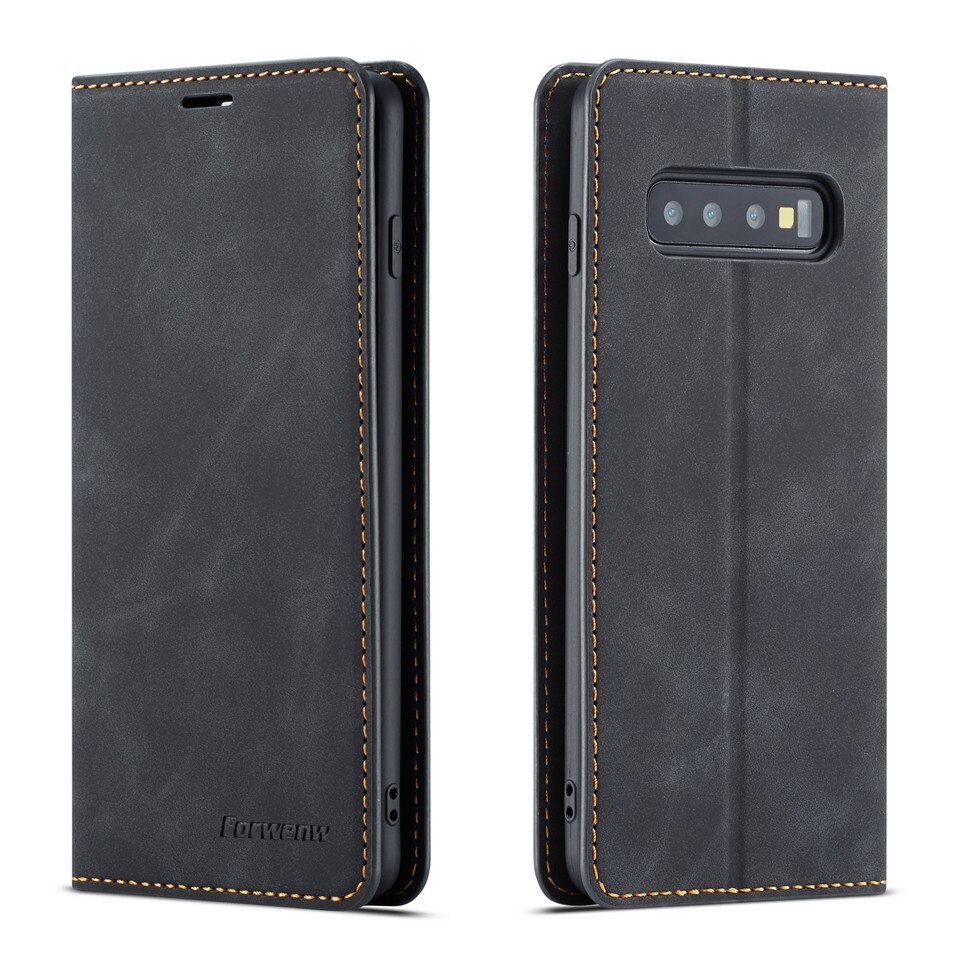 Raccoglitore di Cuoio di lusso di Vibrazione della Cassa Del Telefono Per Samsung Galaxy S10 S10E S10 Più S10 Lite Copertura Della Cassa Magnetica del Supporto di Carta coque Fundas