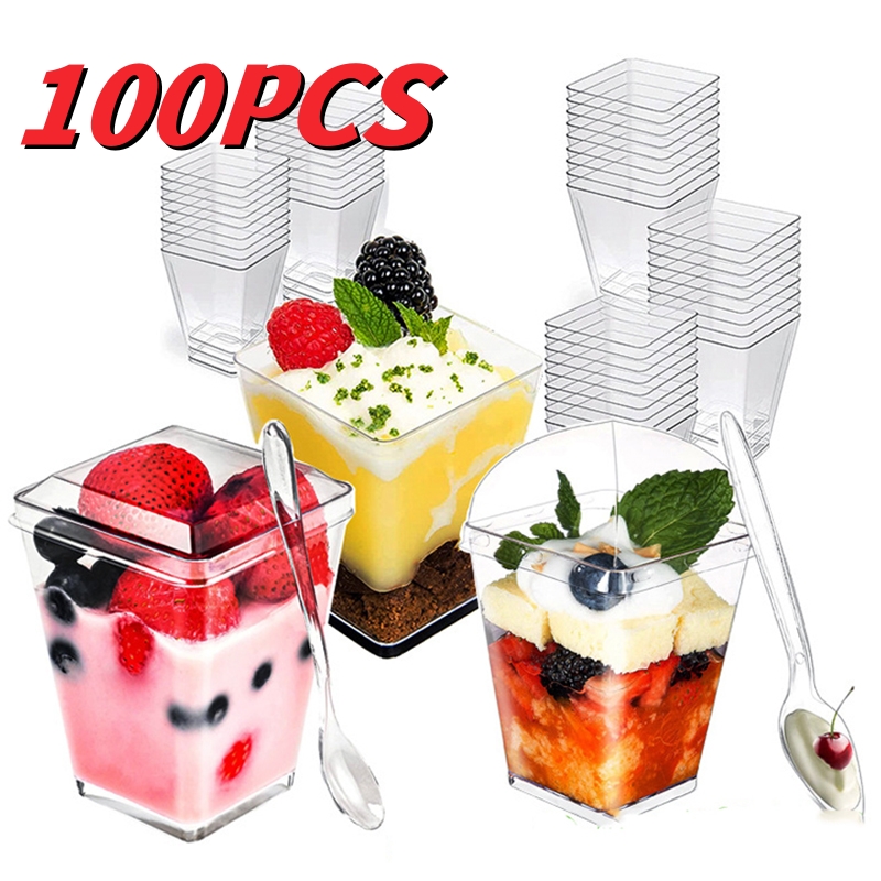 Engangs plastik mousse kop stigeformet kop budding kop dessert kage kop forretter gelé yoghurt mousse dessert bagekop